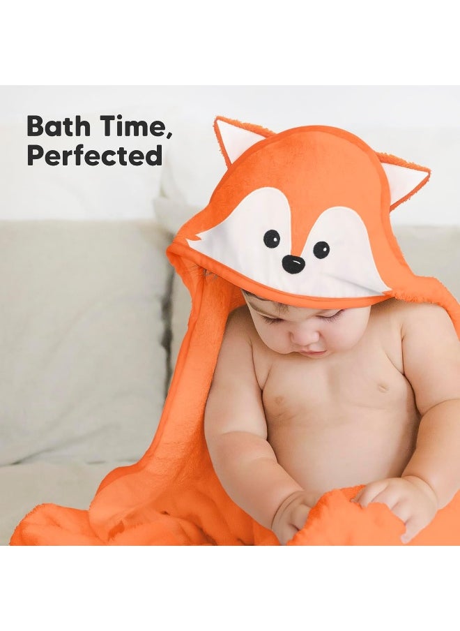 KeaBabies Baby Hooded Towel - Viscose Derived from Bamboo Baby Towel, Toddler Bath Towel, Infant Towels, Large Hooded Towel, Organic Baby Towels with Hood for Girls, Babies, Newborn Boys (Fox)