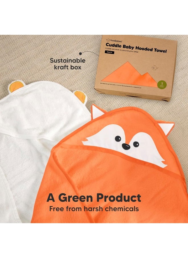 KeaBabies Baby Hooded Towel - Viscose Derived from Bamboo Baby Towel, Toddler Bath Towel, Infant Towels, Large Hooded Towel, Organic Baby Towels with Hood for Girls, Babies, Newborn Boys (Fox)