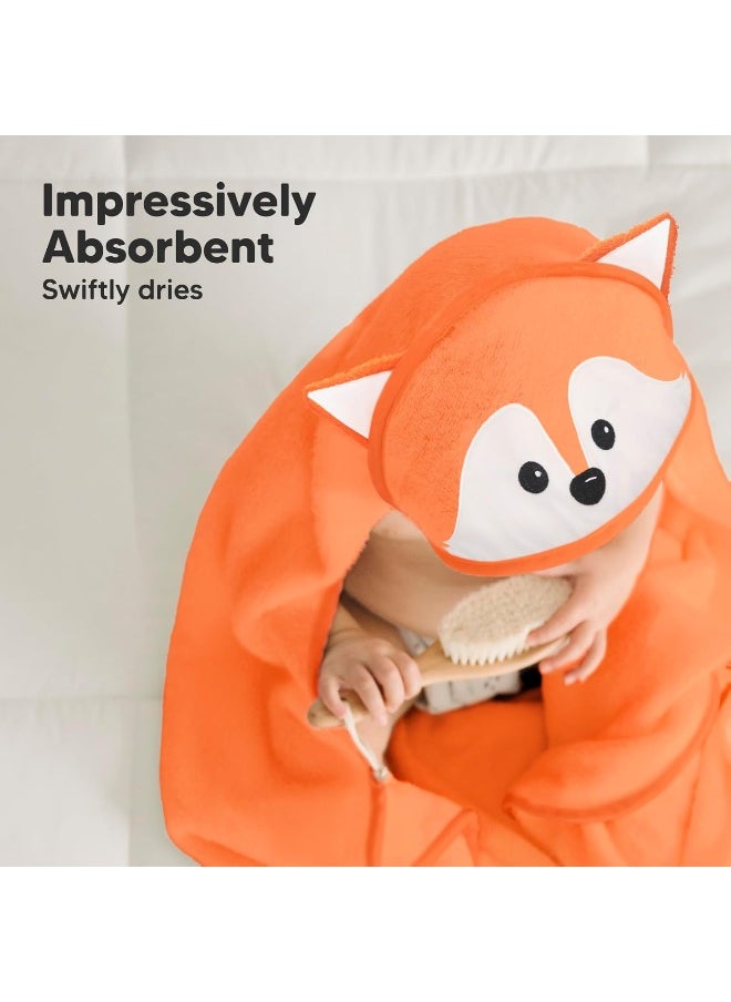 KeaBabies Baby Hooded Towel - Viscose Derived from Bamboo Baby Towel, Toddler Bath Towel, Infant Towels, Large Hooded Towel, Organic Baby Towels with Hood for Girls, Babies, Newborn Boys (Fox)