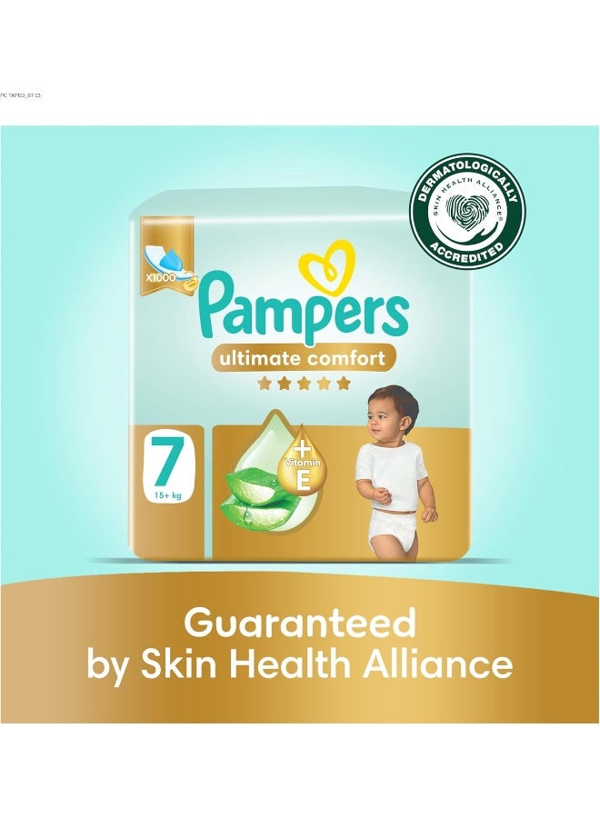 Ultimate Comfort Taped Diapers, Size 7, 13+kg, Lotion infused with Aloe Vera and Vitamin E, x1000 Leak Locks Technology for Leakage Protection, 2x Giant Pack, 70 Count