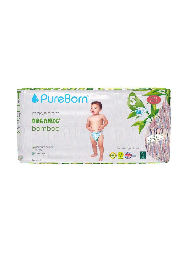 Organic Baby Tape Style Diapers Size-5 11-18 kg Cloud Print 88 Diapers