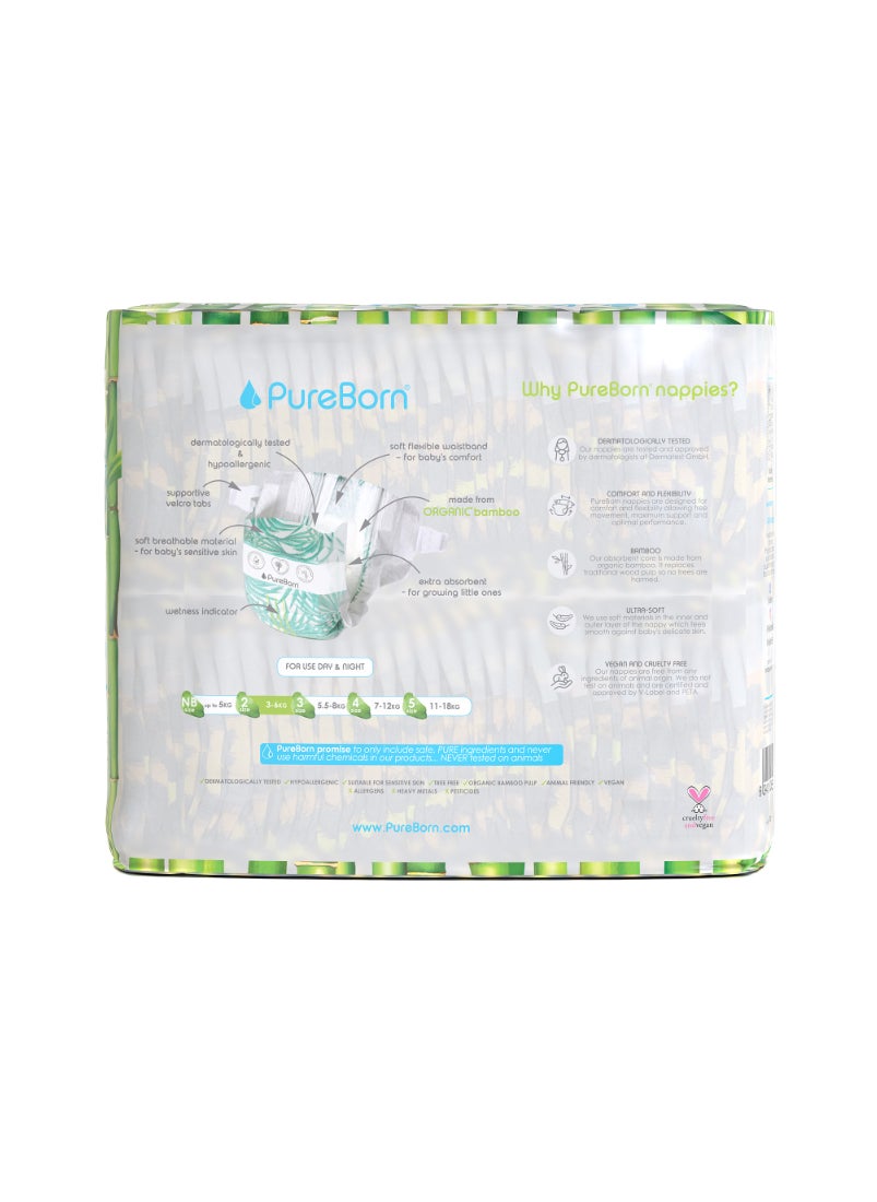 Organic Baby Tape Style Diapers Size-2 3-6 kg Leopard Print 128 Diapers