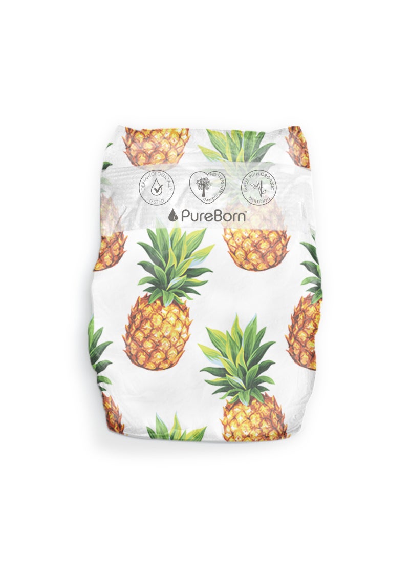 Organic Baby Tape Style Diapers Size-5 11-18 kg Pineapple Print 88 Diapers