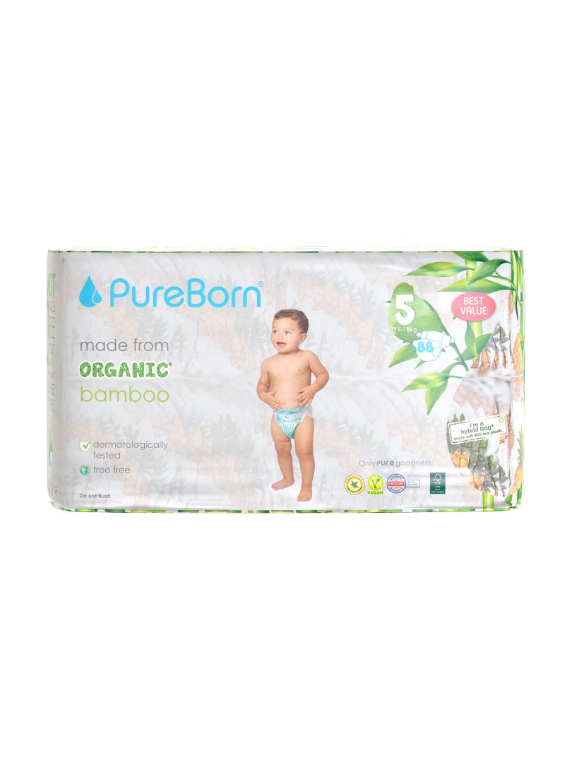 Organic Baby Tape Style Diapers Size-5 11-18 kg Pineapple Print 88 Diapers