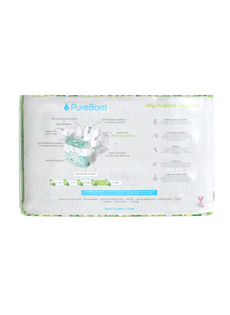 Organic Bamboo Hypoallergenic Nappies Size 4 7-12 kg Eco-Friendly 96 Diapers