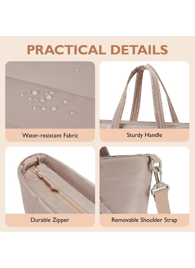 mommore Diaper Bag Tote with Stroller Organizer Puffer Bag Large Capacity Baby Bag with Changing Pad for Travel, Hospital