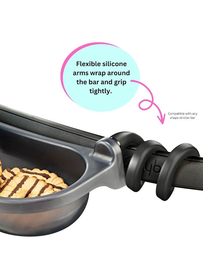 Swanoo Universal Stroller Snack Tray | Stroller Cup Holder | Silicone Arms Grip Stroller Bar Stays in Place | Stroller Tray Attachment with Cups Holder for Baby Toddler | Stroller Accessories