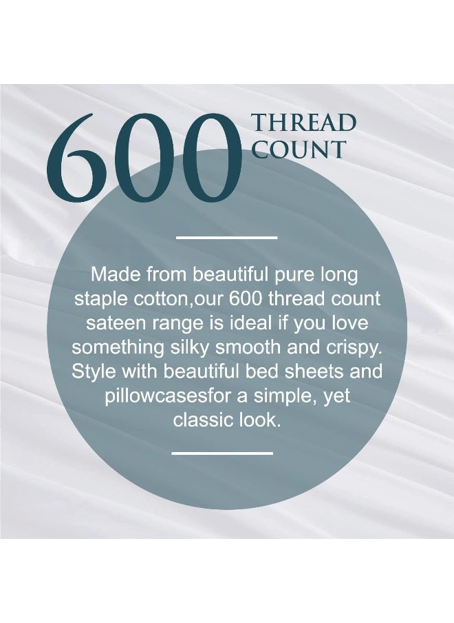 Split Head Flex King Sheet Set - 100% Cotton, 600 Thread Count Cooling Sheets, Hotel Luxury Top Split King Sheets Set for Adjustable Bed, 4 Piece Flex Head King 34