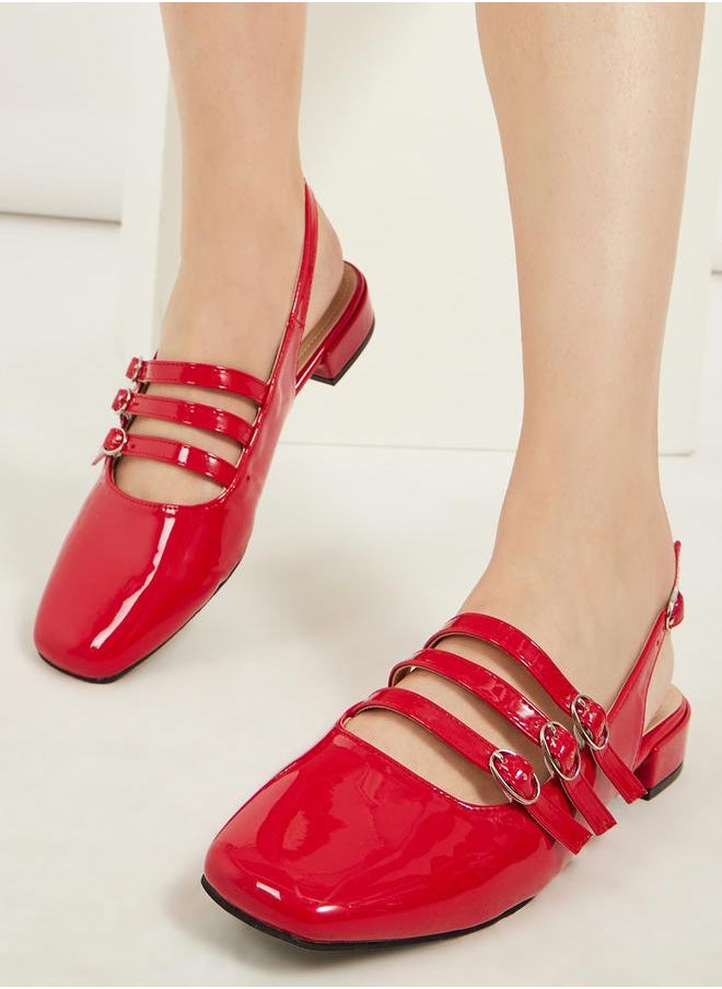 Buckled Strap Patent Casual Shoes