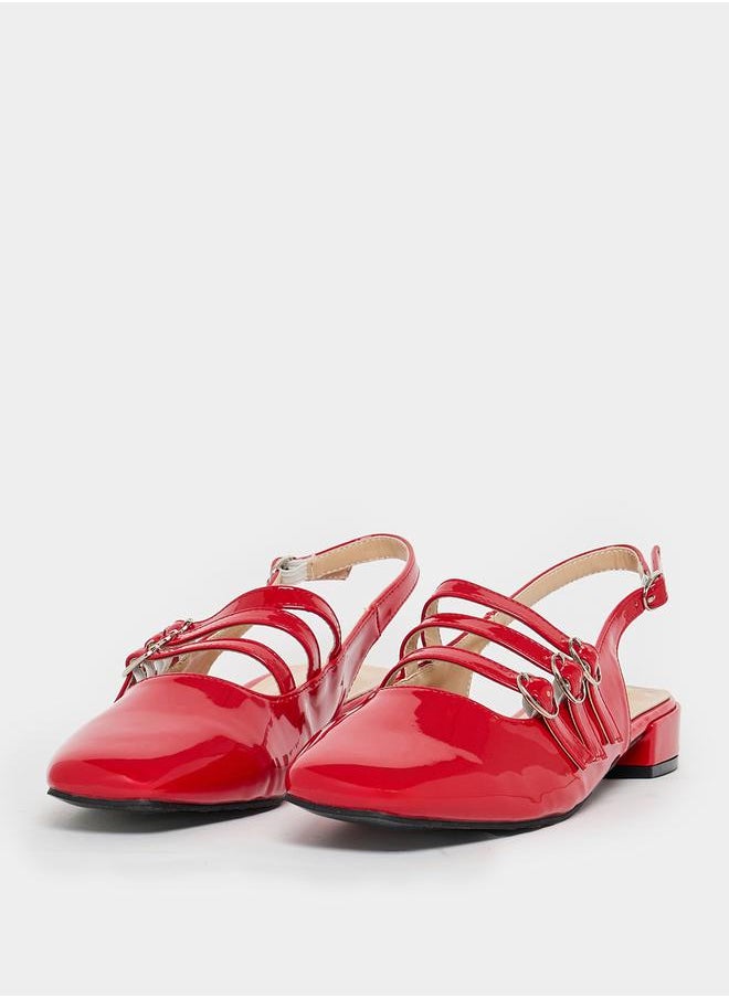 Buckled Strap Patent Casual Shoes
