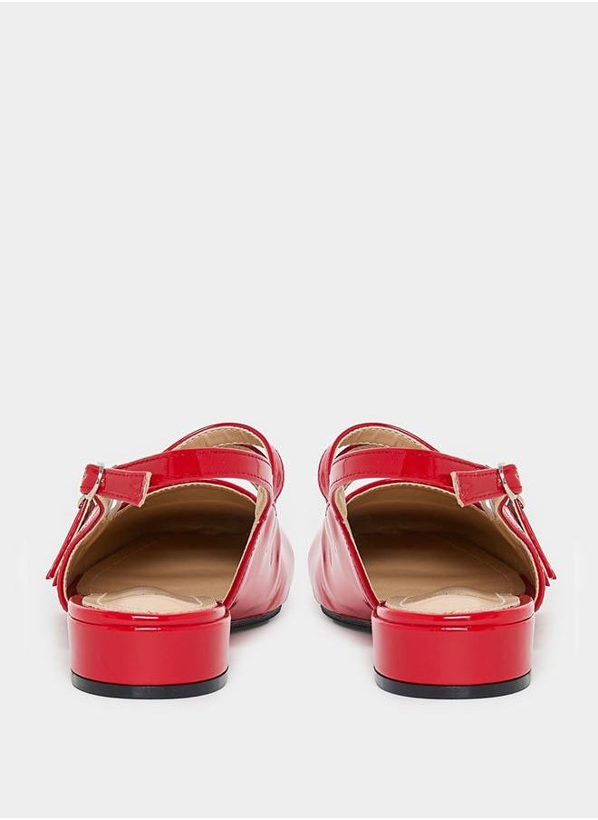 Buckled Strap Patent Casual Shoes