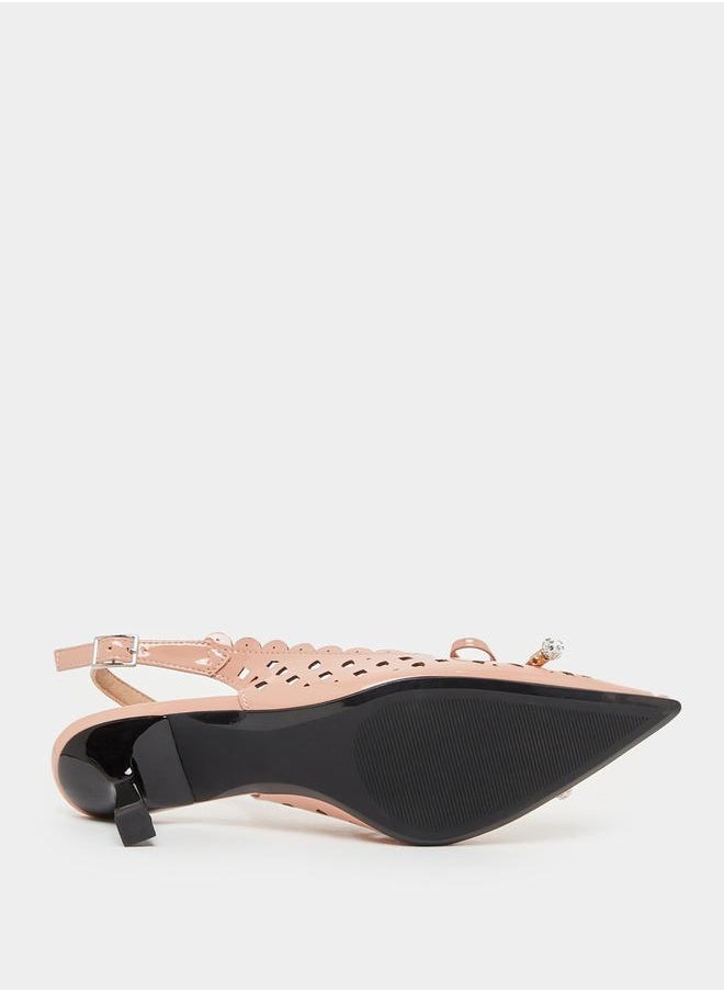 Bow Accent Pointed Toe Slingback Shoes