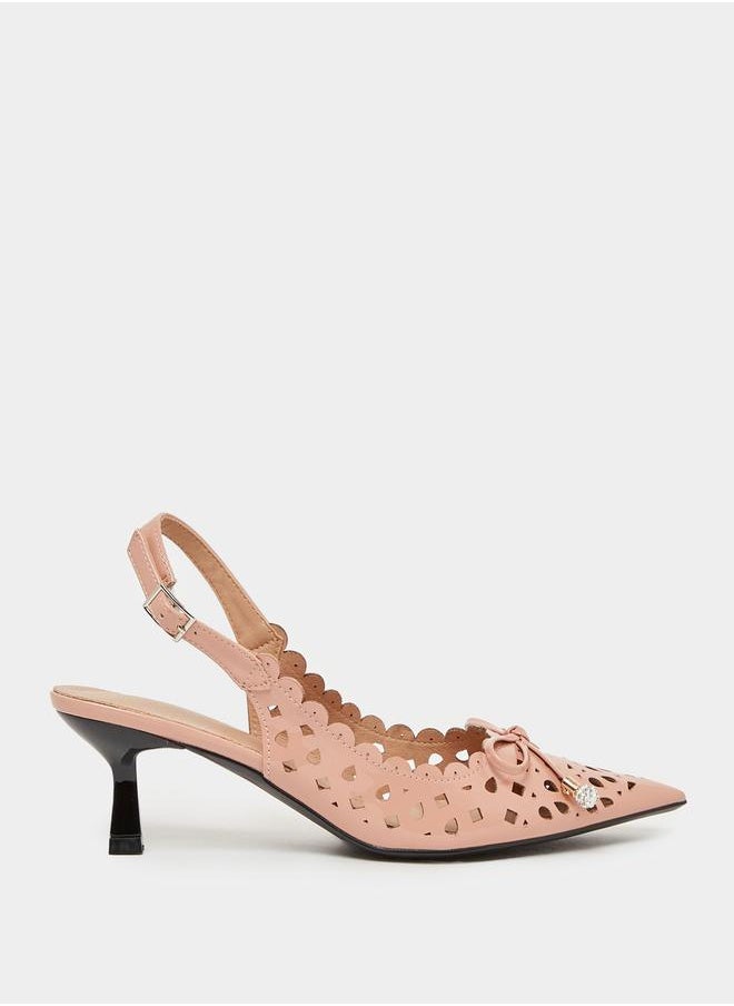 Bow Accent Pointed Toe Slingback Shoes