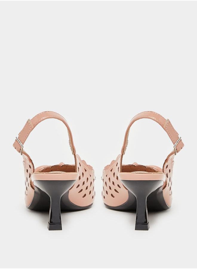 Bow Accent Pointed Toe Slingback Shoes