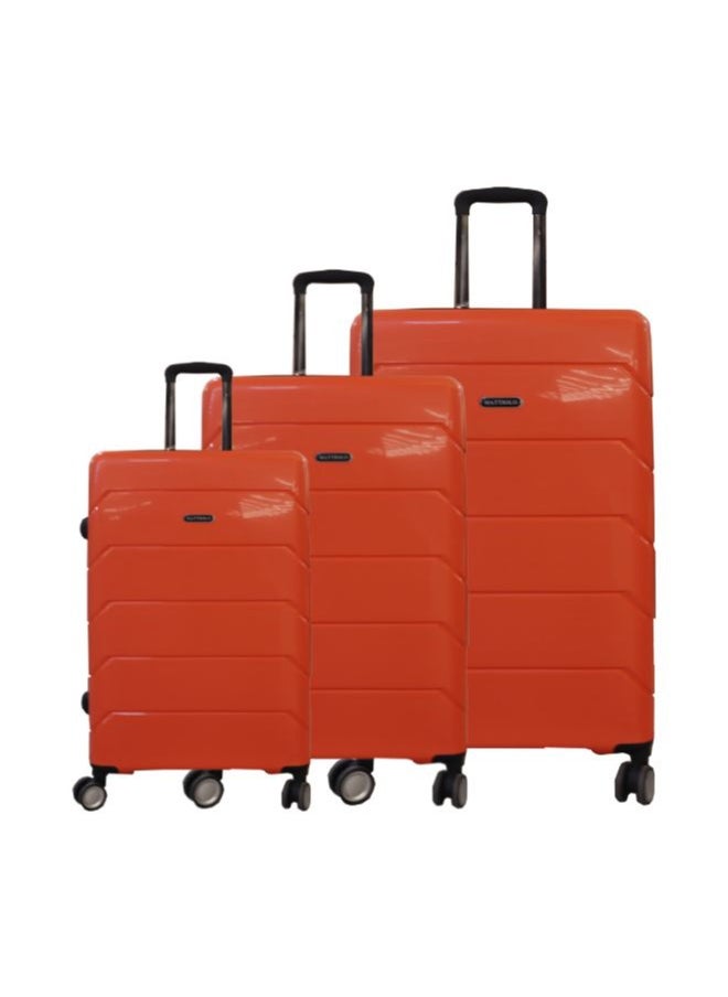 Gai Mattiolo 4-Wheeled Trolley Bag, PP Material, Italian Design, Lightweight and Durable Travel Suitcase, Set of 3, Orange
