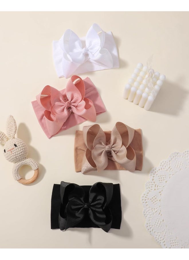 doboi 6PCS Baby Girl Bows Baby Headbands Ribbon Bow Nylon Headbands Hair Accessories Big Baby Bows for Baby Girls Infant Newborn Toddler
