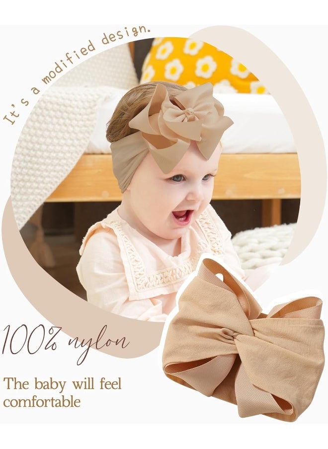 doboi 6PCS Baby Girl Bows Baby Headbands Ribbon Bow Nylon Headbands Hair Accessories Big Baby Bows for Baby Girls Infant Newborn Toddler