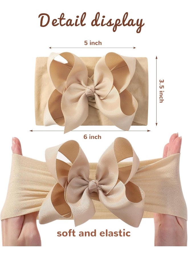 doboi 6PCS Baby Girl Bows Baby Headbands Ribbon Bow Nylon Headbands Hair Accessories Big Baby Bows for Baby Girls Infant Newborn Toddler