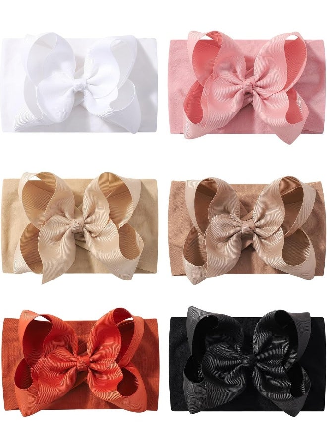 doboi 6PCS Baby Girl Bows Baby Headbands Ribbon Bow Nylon Headbands Hair Accessories Big Baby Bows for Baby Girls Infant Newborn Toddler
