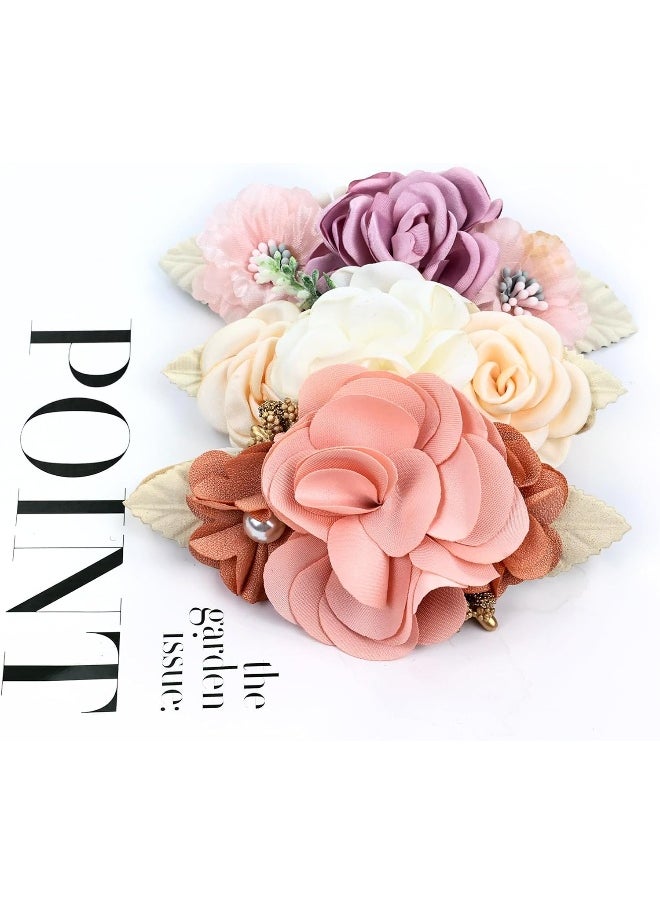 Cinaci 5 Pieces Super Stretchy Soft Nylon Flower Headbands Pearl Floral Tiaras Crowns Hairbands Hair Accessories for Baby Girls Newborns Infants Toddlers Kids