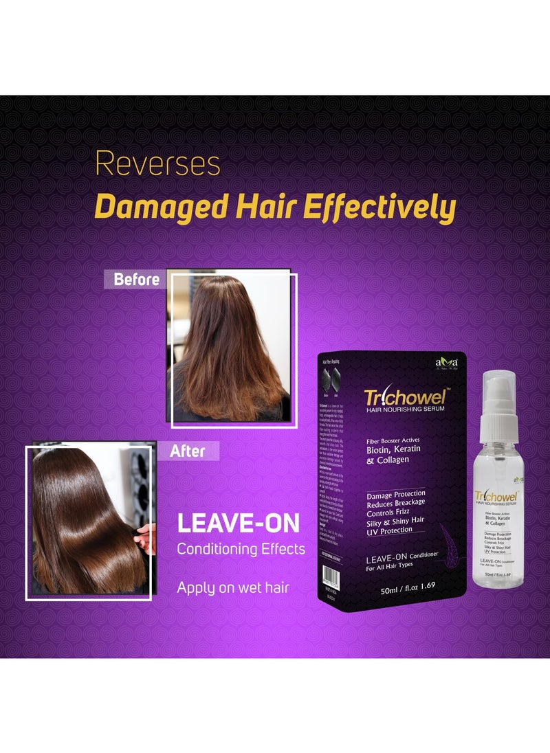 Trichowel Hair Nourishing Serum 50ml, Strengthens Repair Nourishes for All Hair Types UV Protection