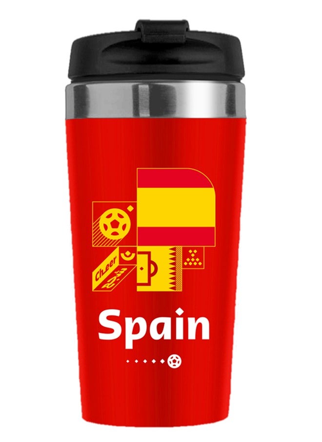 World Cup 2022 Printed Travel Mug with Lid Stainless Steel Spain