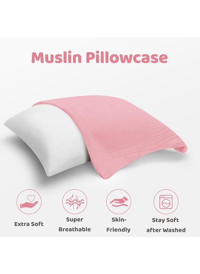 Pro Goleem Toddler Pillow with Muslin Pillow Case, Pink