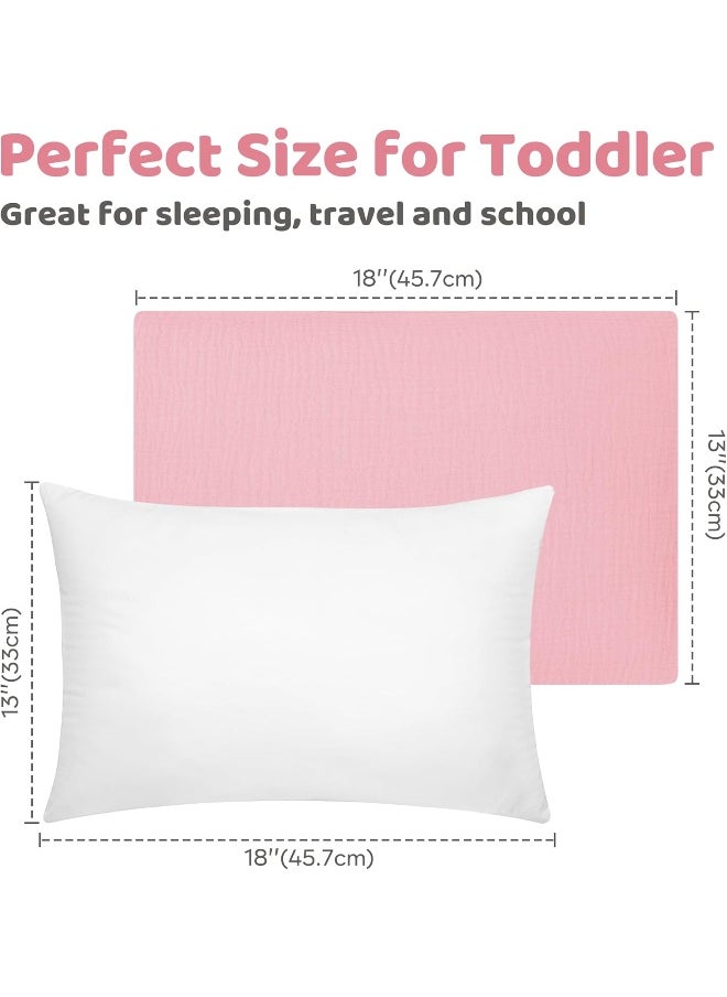 Pro Goleem Toddler Pillow with Muslin Pillow Case, Pink