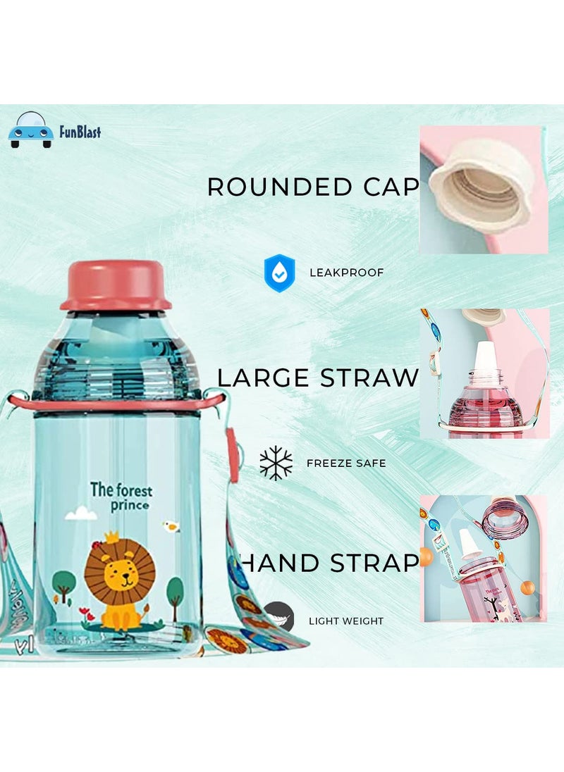 FunBlast Tritan 400 ML Water Bottle for kids, Cute Animal Design Water Bottle with Sipper, Sipper Bottle for Kids -Anti-leak Kids Cartoon Water Bottle for Kids - 400 ML (Forest Prince, Pack of 1)
