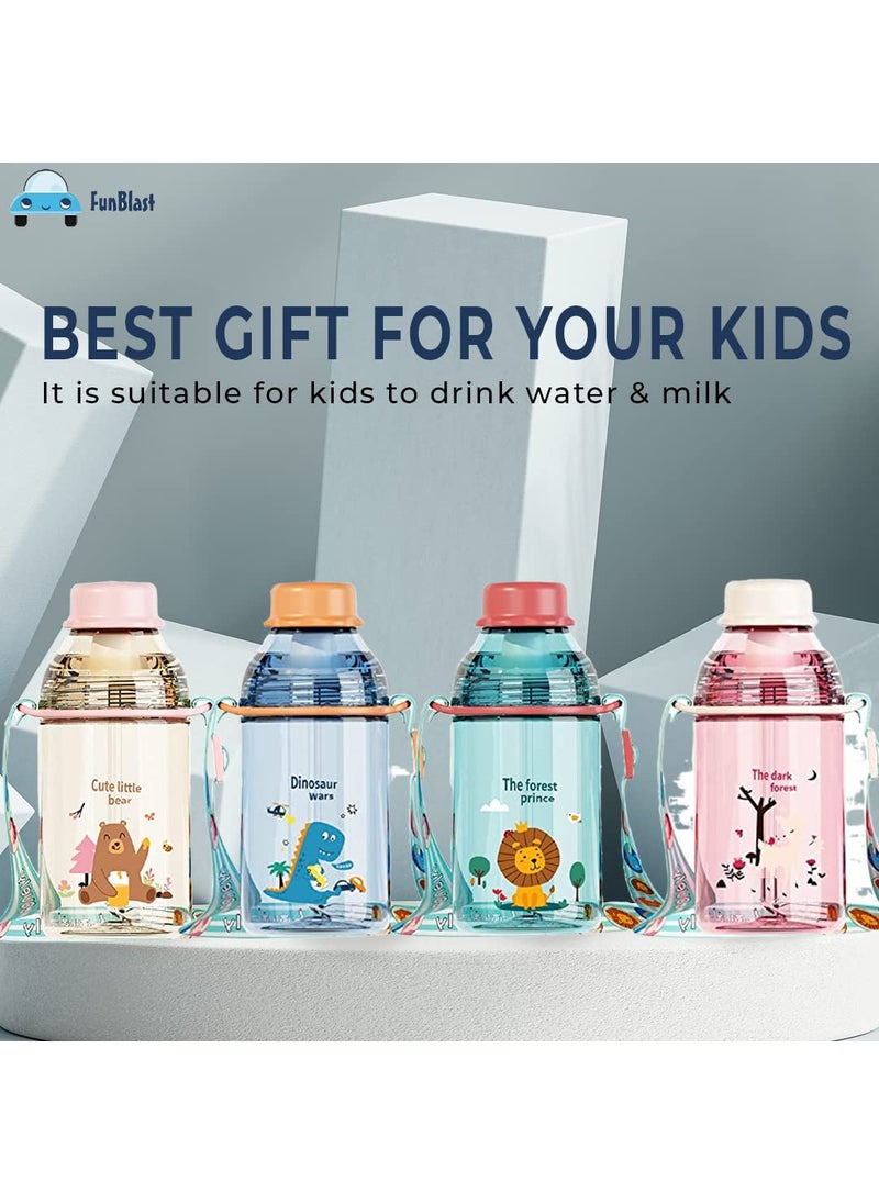 FunBlast Tritan 400 ML Water Bottle for kids, Cute Animal Design Water Bottle with Sipper, Sipper Bottle for Kids -Anti-leak Kids Cartoon Water Bottle for Kids - 400 ML (Forest Prince, Pack of 1)