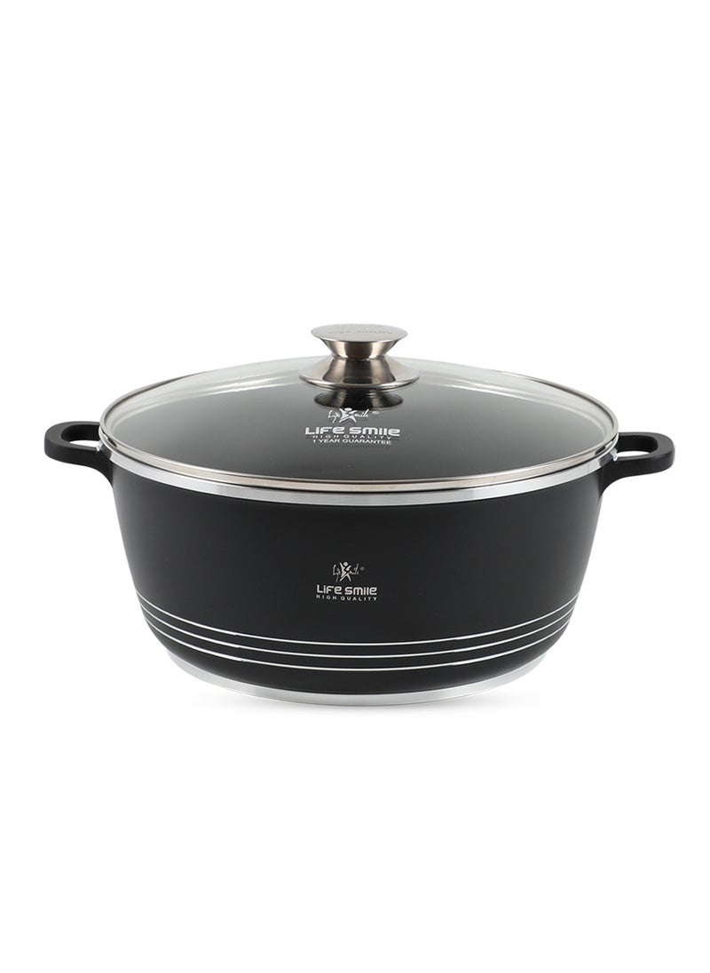 Life Smile Ceramic Nonstick Stockpot with Glass Lid, Cookware Cooking Pot, Soup Pot for Soups and Stews Black