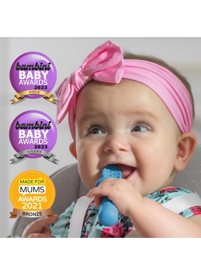 TalkTools ITSY Tiny Silicone Spoons – Twin Pack Soft Silicone Self-Feeding Training Spoons for Kids & Toddlers, Anti-Choking Flange Guard and Non-Slip Handle