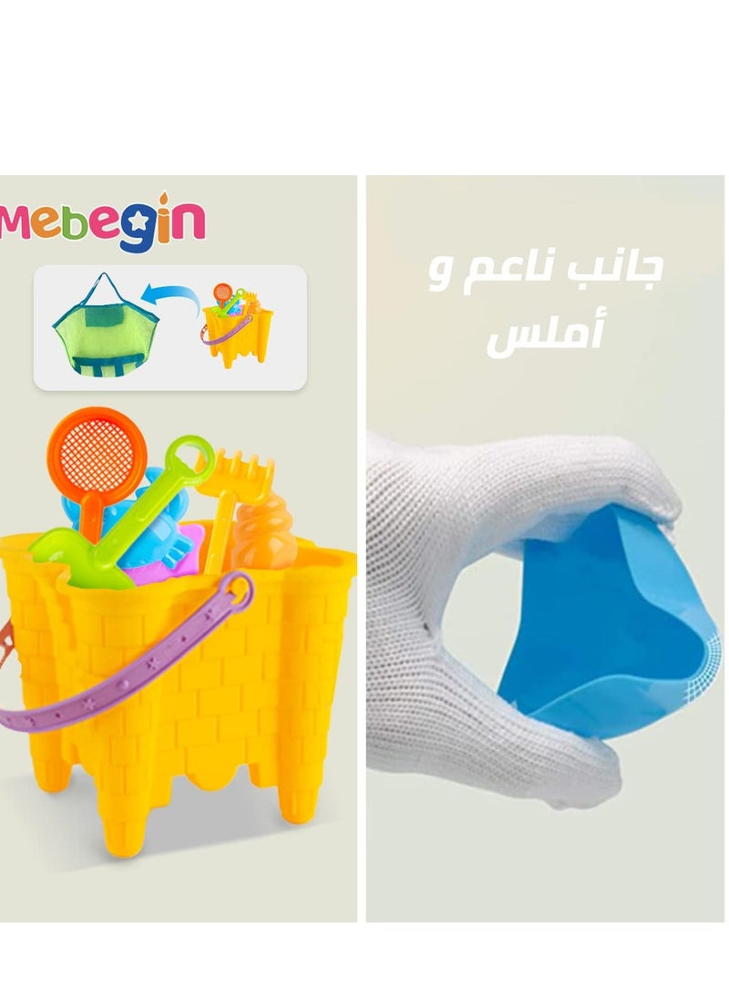 12 Piece Sand Castle Building Beach Toys With Mesh Bag For Outdoor Play,Including Watering Can, Rake, Shovel Sand Molds,Travel Sand Toys, Sandbox Toys for Toddlers Kids Boys Baby
