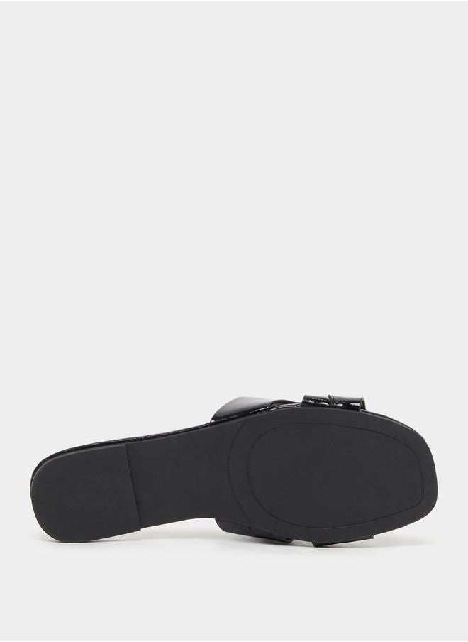 Leather Look Slip-On Flat Sandals