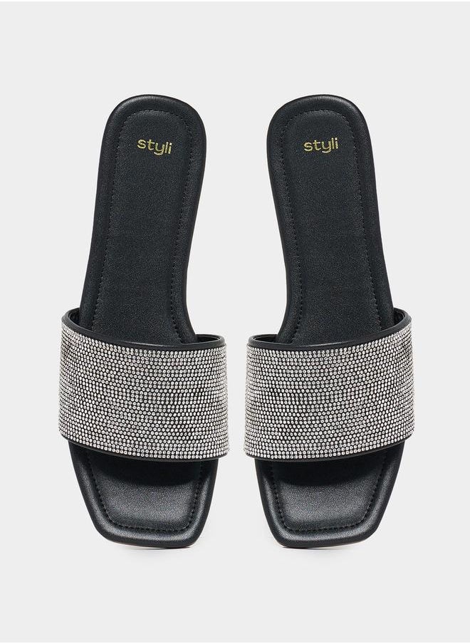 Embellished Strap Flat Sandals