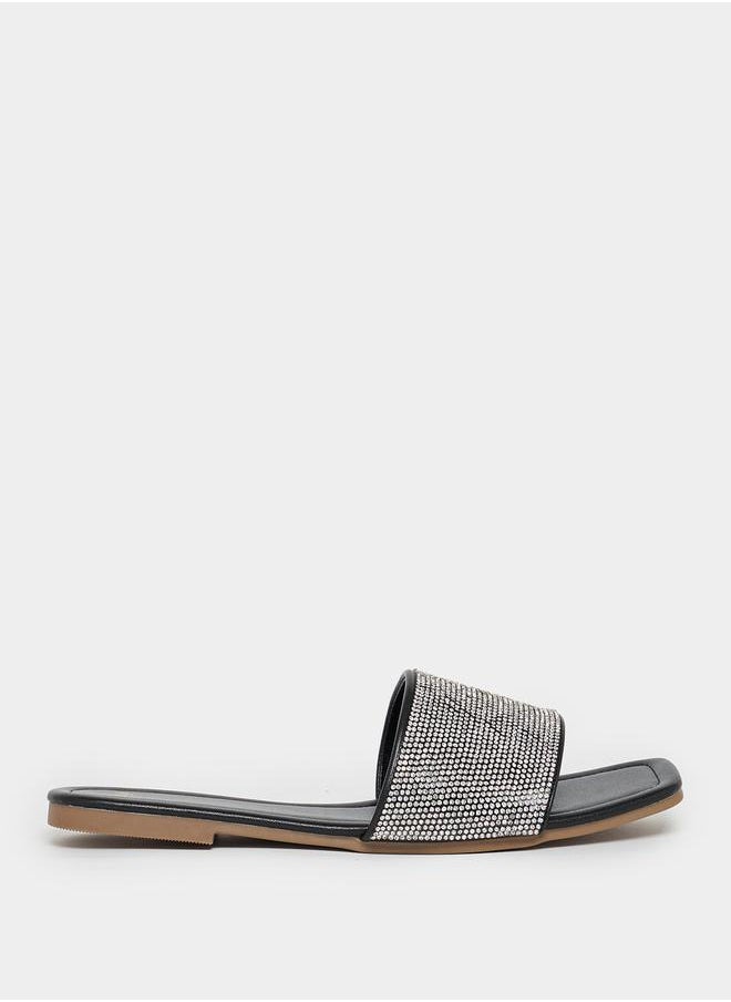 Embellished Strap Flat Sandals