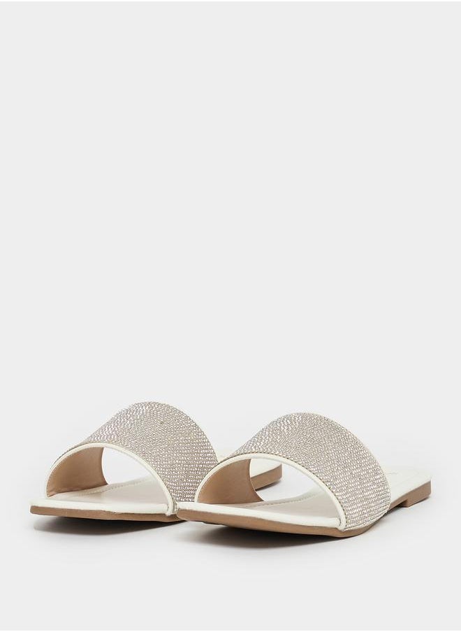 Embellished Strap Flat Sandals