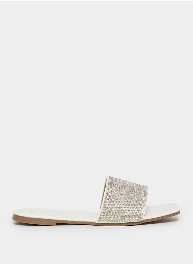 Embellished Strap Flat Sandals