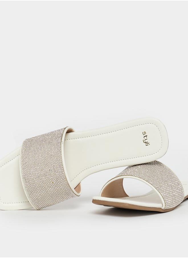 Embellished Strap Flat Sandals
