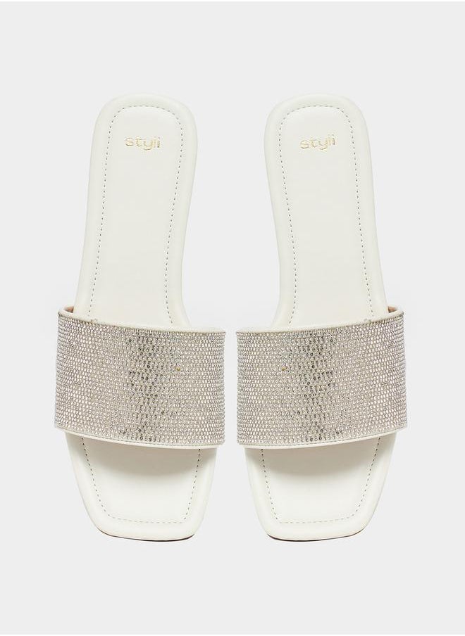 Embellished Strap Flat Sandals