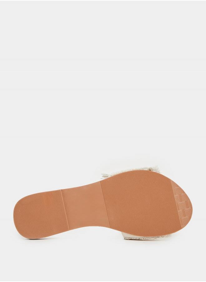 Textured Pearl Embellished Flat Sandals