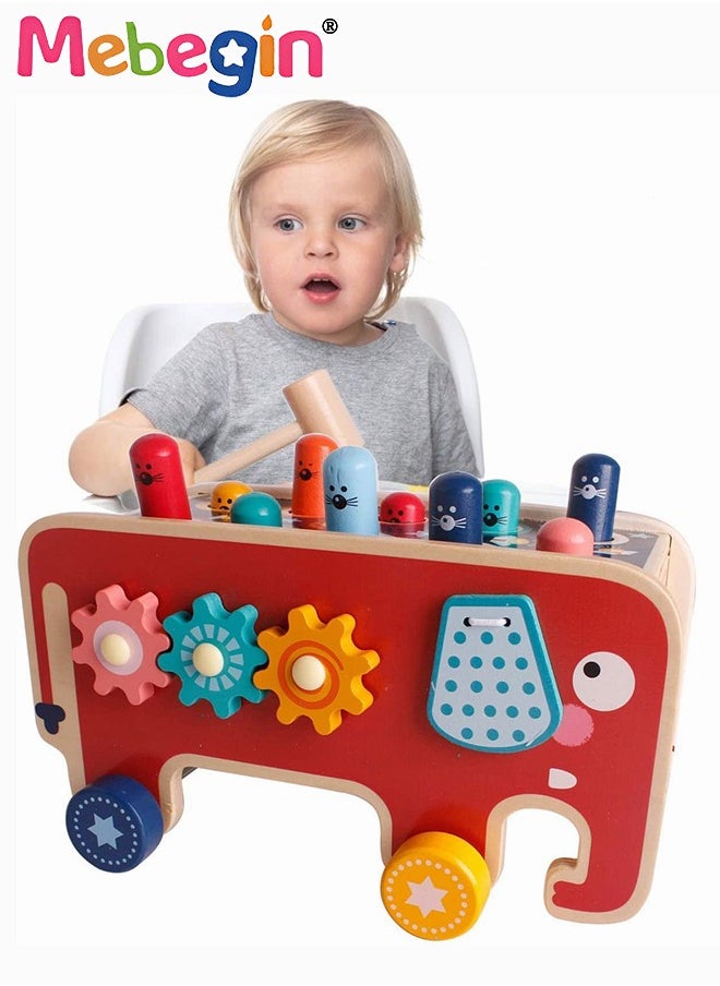 Wooden Hammering and Pounding Toys For Toddlers Educational Wooden Toy for Boys Girls Birthday Gift,Whack a Mole Game for Toddlers,Xylophone Gopher, Mouse and Hamster, Gift for 3+ Years