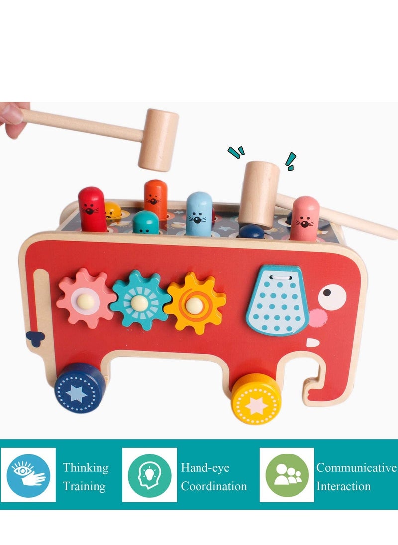 Wooden Hammering and Pounding Toys For Toddlers Educational Wooden Toy for Boys Girls Birthday Gift,Whack a Mole Game for Toddlers,Xylophone Gopher, Mouse and Hamster, Gift for 3+ Years