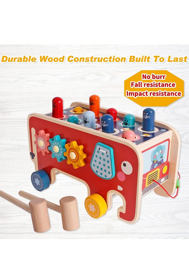 Wooden Hammering and Pounding Toys For Toddlers Educational Wooden Toy for Boys Girls Birthday Gift,Whack a Mole Game for Toddlers,Xylophone Gopher, Mouse and Hamster, Gift for 3+ Years