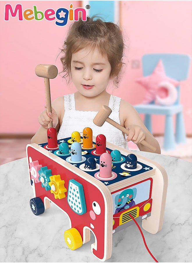 Wooden Hammering and Pounding Toys For Toddlers Educational Wooden Toy for Boys Girls Birthday Gift,Whack a Mole Game for Toddlers,Xylophone Gopher, Mouse and Hamster, Gift for 3+ Years