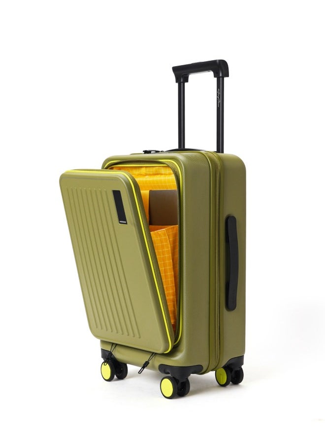 MOKOBARA The Transit Cabin Pro Luggage Small Cabin Size Poly-Carbonate Hard Sided 8 Hinomoto Wheels Suitcase for Travelling (So Matcha Limeray 2.0)