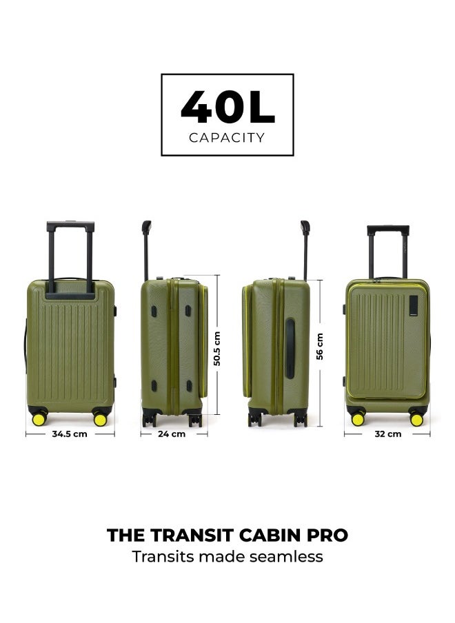 MOKOBARA The Transit Cabin Pro Luggage Small Cabin Size Poly-Carbonate Hard Sided 8 Hinomoto Wheels Suitcase for Travelling (So Matcha Limeray 2.0)