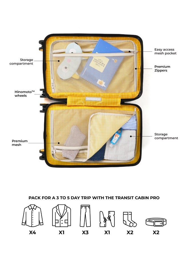 MOKOBARA The Transit Cabin Pro Luggage Small Cabin Size Poly-Carbonate Hard Sided 8 Hinomoto Wheels Suitcase for Travelling (So Matcha Limeray 2.0)