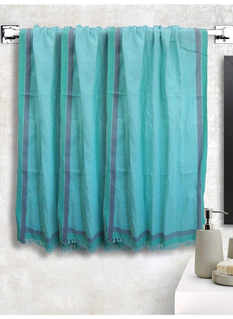 Athom Living Light Weight Cotton Premium Waffle Border Bath Towel 75x150 cm Pack of 3