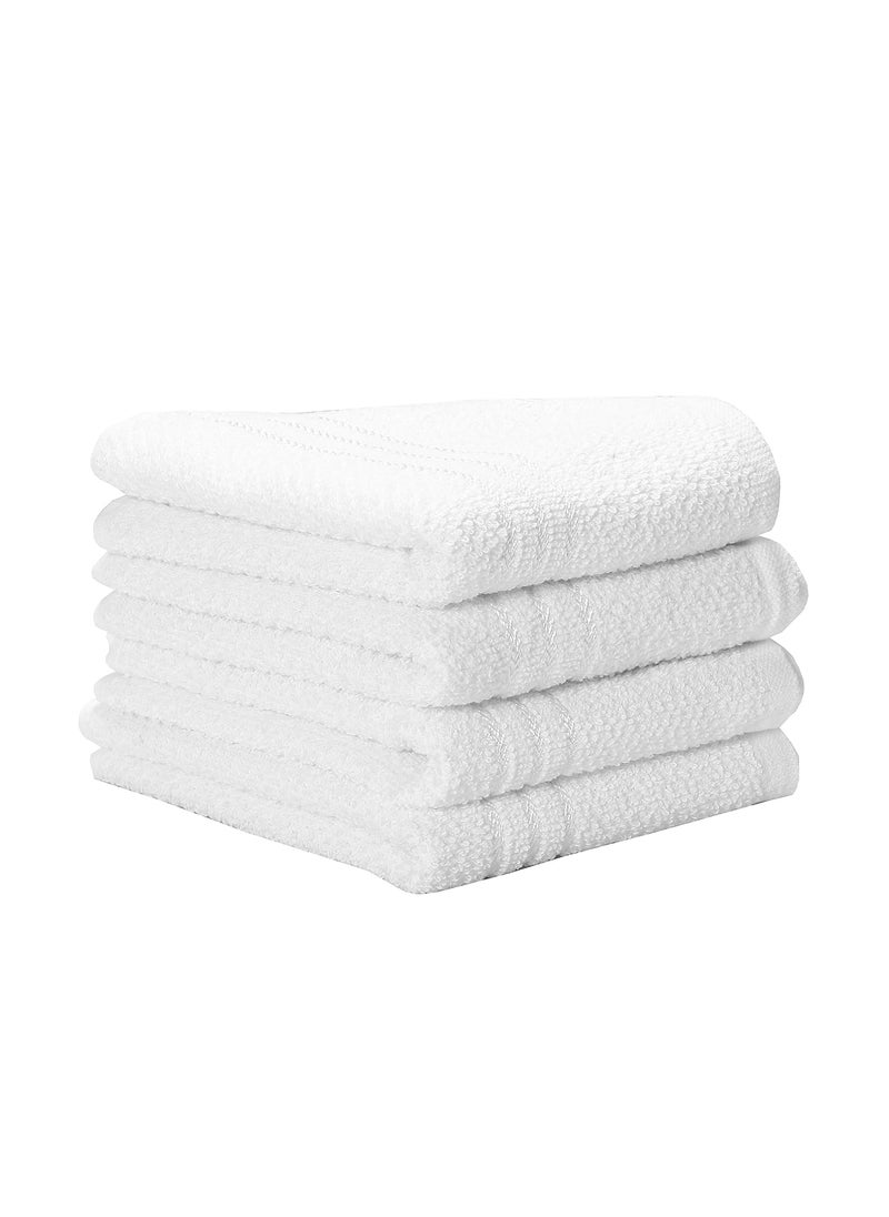 Silver Linens 425 GSM Quick Dry Solid Cotton 14 in X 21 in Face Hand Towel Set White Pack of 4